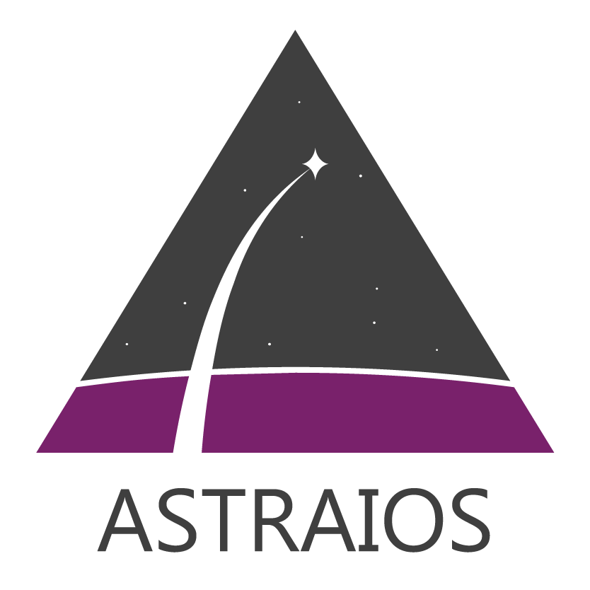 The ASTRAIOS project logo, a stylised rocket flare leaving Earth and heading into space